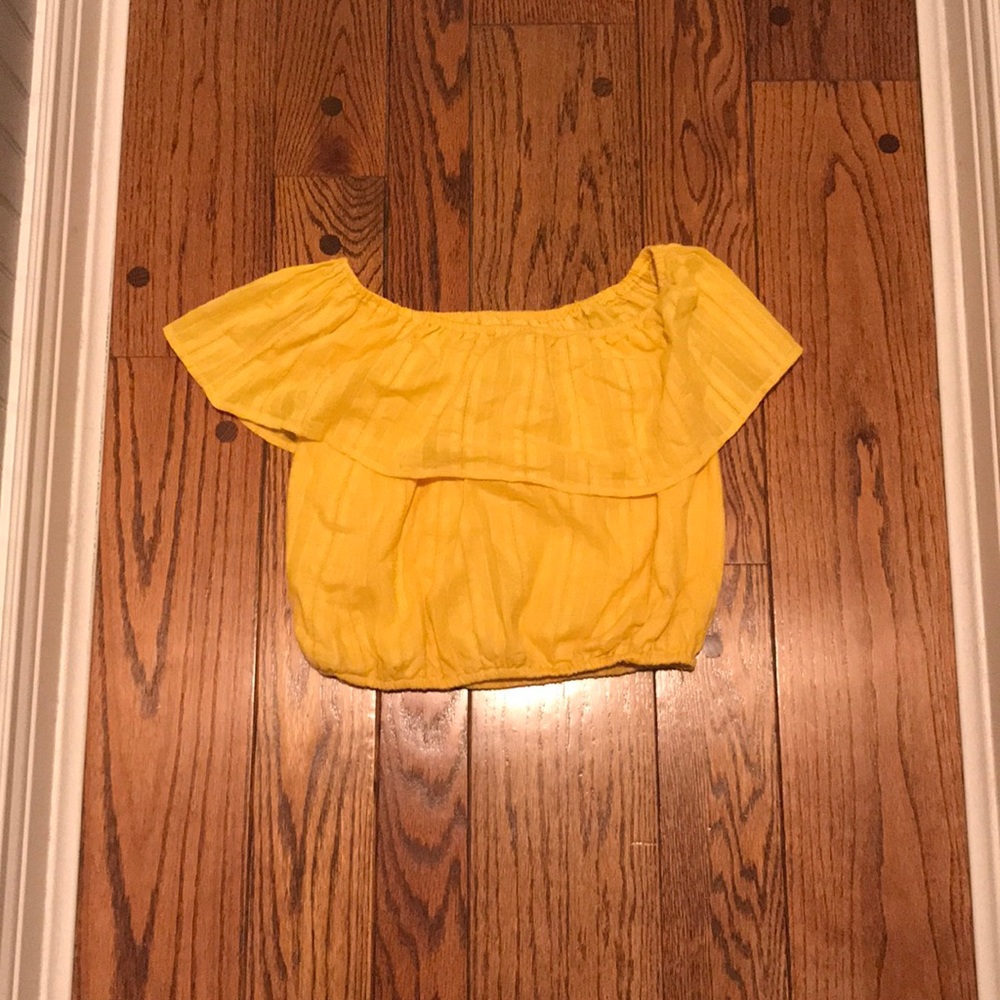 Yellow off the shoulder crop top